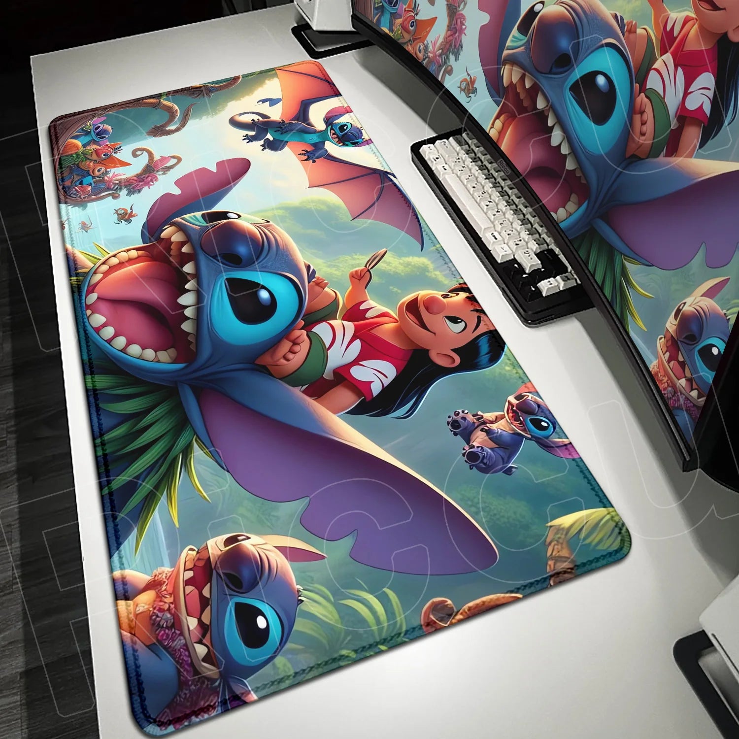 Large Gaming Mice Pad Kawaii Anime Stitch Mousepad Gamer Mausepad XXL Computer Office Speed Deskmat Keyboard Cabinet Accessories