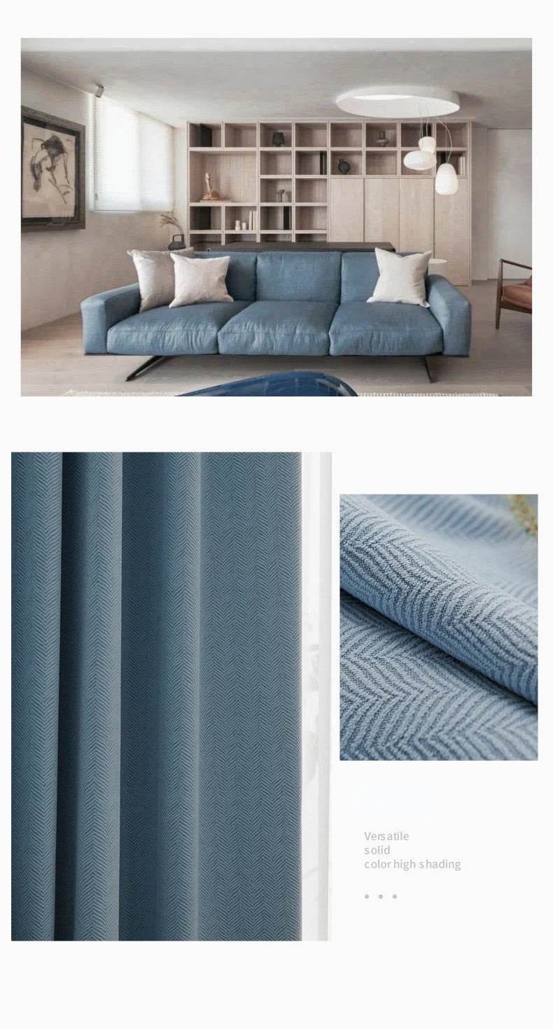 2025 new thickened French light luxury cream curtain cloth solid color bedroom living room full blackout sunscreen cotton linen