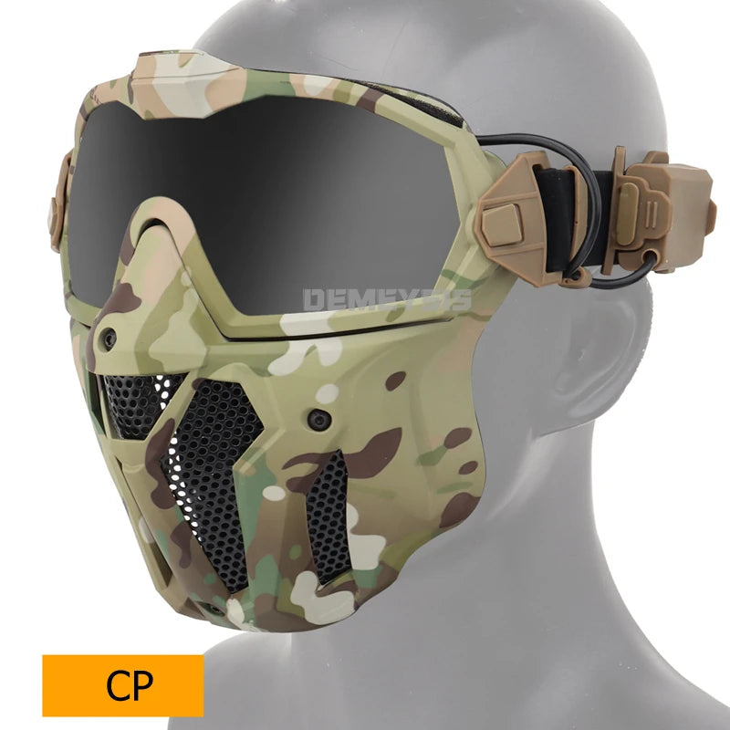 Airsoft Mask Detachable Goggles with Anti-fog Fan Tactical Paintball Protective Full Face Mask Shooting CS Goggles Masks