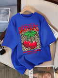 Hand Picked Cherries Always Fresh Printing T-Shirt Women Cotton Crewneck T Shirts Summer Loose Clothes Multicolor Short Sleeve