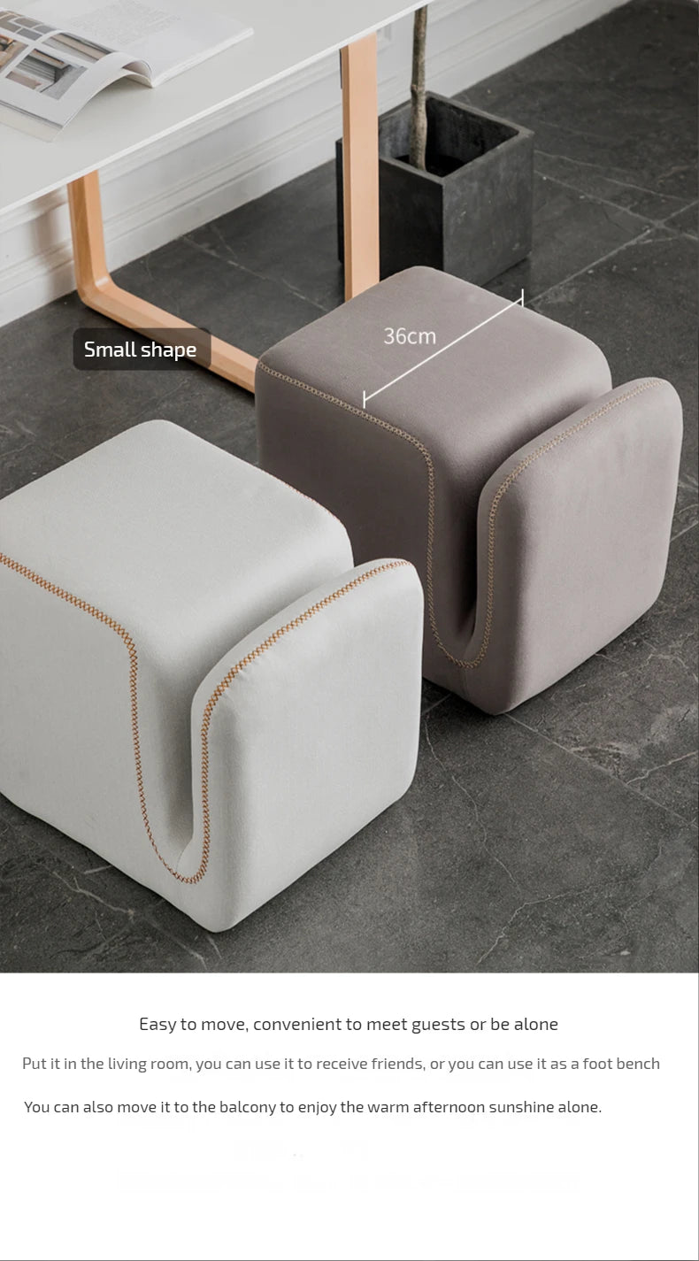 Household Living Room Hallway Pouf Nordic Sofa Stool Makeup Sitting Pier Fabric Shoe Changing Stool Book Storage Ottoman