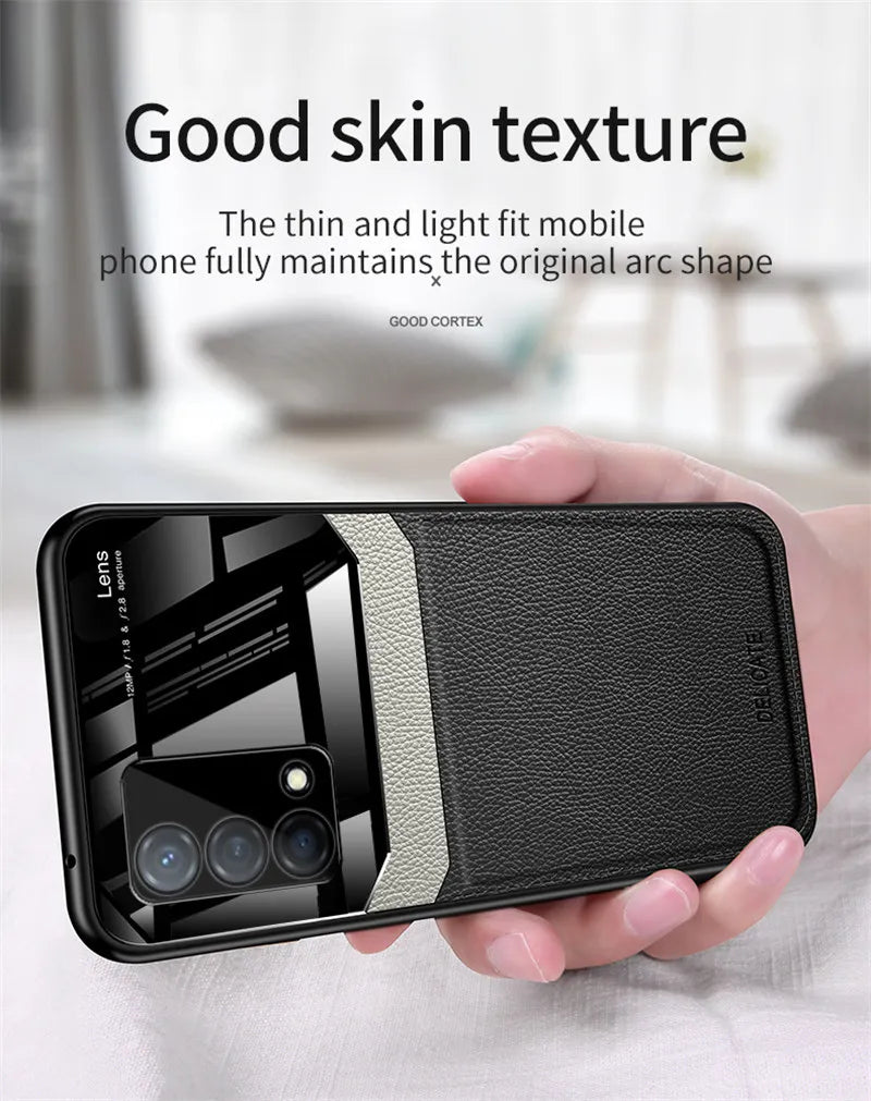 Realme GT Master RMX3363 RMX3360 Case Leather Glass Texture TPU Bumper with Plexiglass Back Cover for Realme GT Master Edition