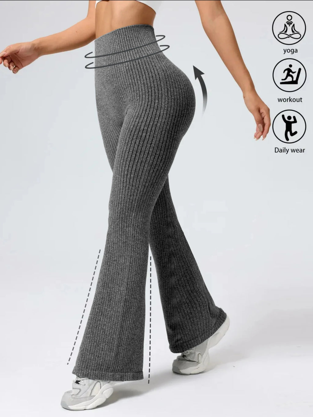 High-waisted tapered flared yoga pants, high-waisted butt-lifting fitness leggings, peach-shaped butt sports long pants, wide-le
