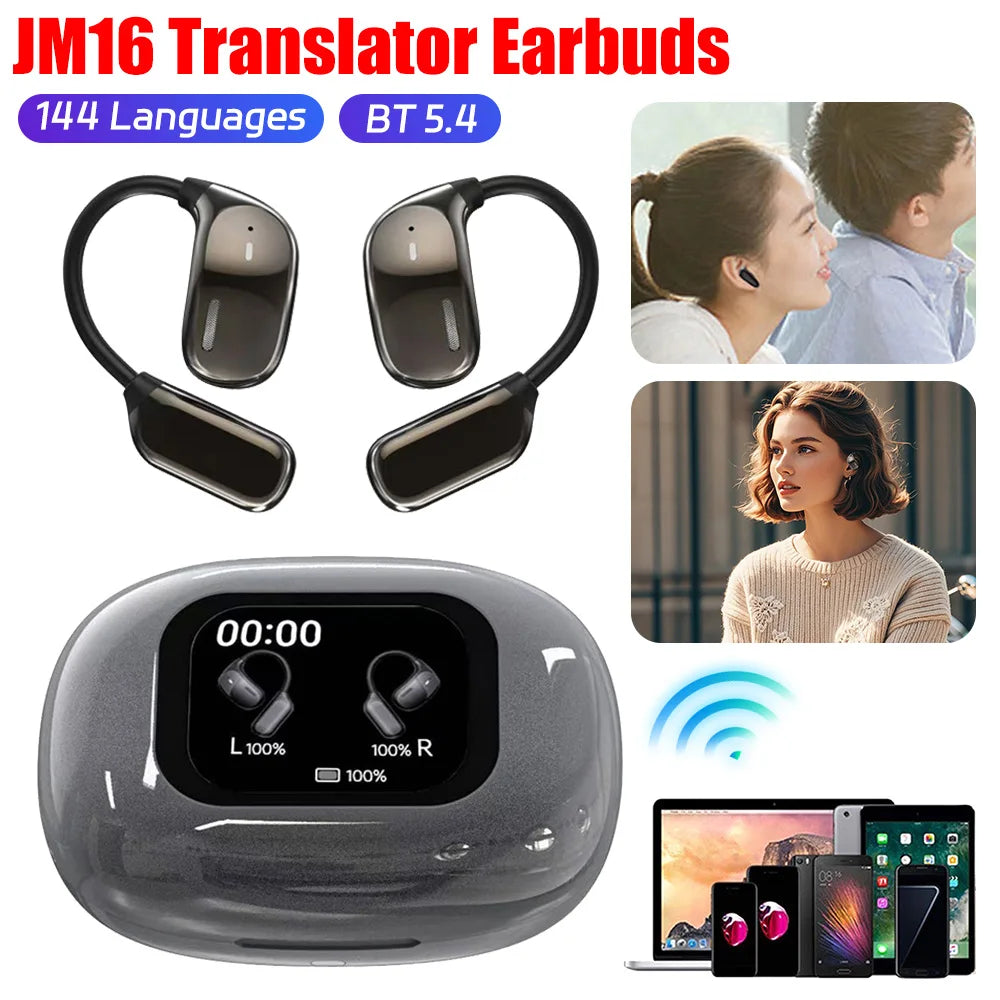 144 Languages Intelligent Translate Earbuds Bluetooth-Compatible 5.4 Real Time Translation Earbuds Ideal for Travel and Business
