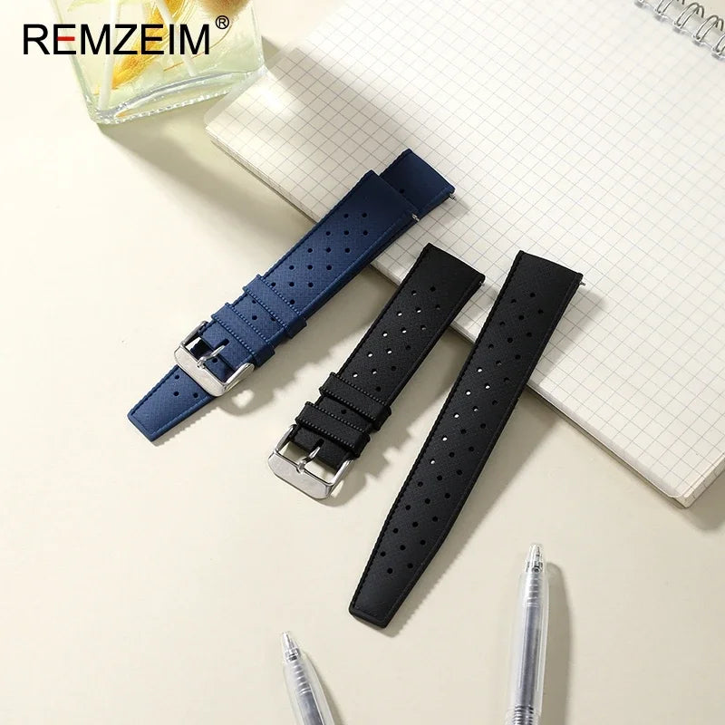 Quick Release Men's and Women's Leisure Universal  Watch Strap 18mm 20mm 22mm Soft Tropical Silicone Watch Strap