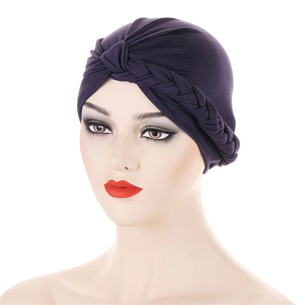 New Women Velvet Turban Hat Muslim Twist Solid Color Hijab Chemo Cap Head Wrap Headscarf Beanies Bonnet Headscarf Turbante Mujer