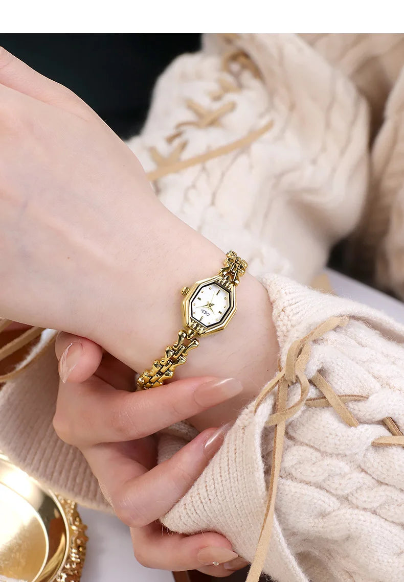 UTHAI CQ375 Fashionable Women watch retro bracelet watch octagonal quartz watch light luxury clock gift，watches for woman