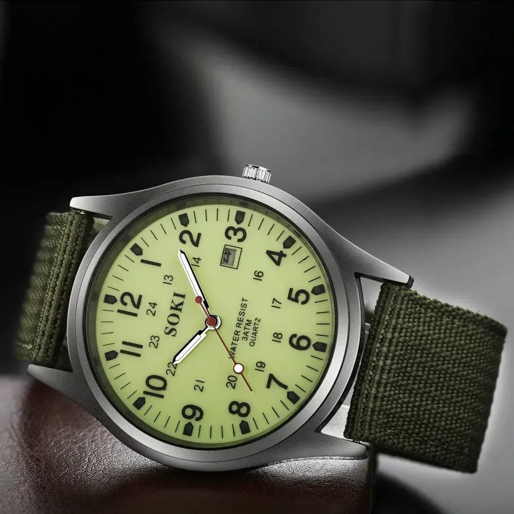 Watch for Men Top Quality Luxury Brand Quartz Mens Watches Luminous Canvas Band Relogio Masculino Fashion Male Clock Reloj