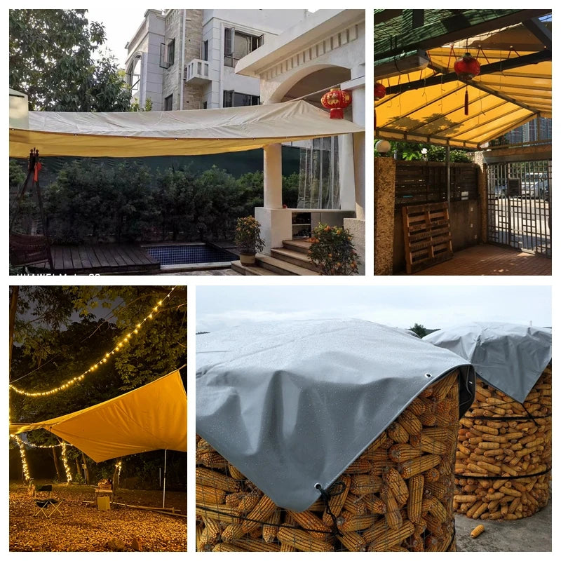 500gsm PVC Tarpaulin Waterproof Heavy Customizable Tarp Cover Canopy Awning Rainproof Planting Courtyard Gazebo Balcony Pavilion