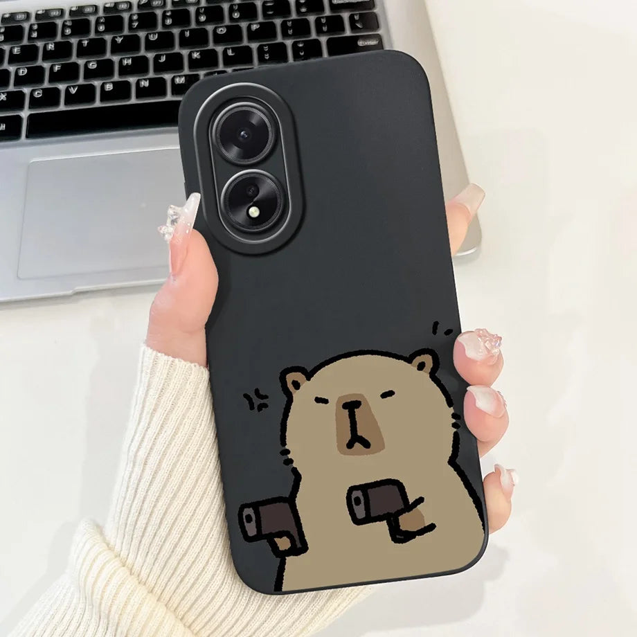 For Oppo A38 CPH2579 Phone Case New Fashion Soft Matte Silicone Rabbit Flower Goothic Style Capa For Oppo A18 CPH2591 Back Cover