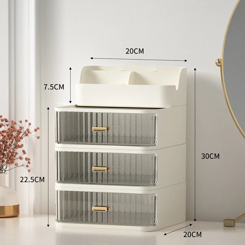 Luxury Makeup Organizer Cosmetic Storage Box Drawer Type Lipstick Skincare Makeup Brush Holder Desktop Make Up Container