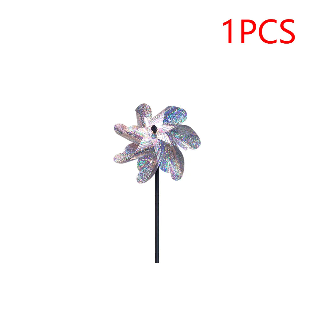 1-5pcs Bird Repeller Pinwheels Reflective Sparkly Scarecrow Pinwheel Windmill Spinner for Garden Lawn Yard Decor Keep Birds Away