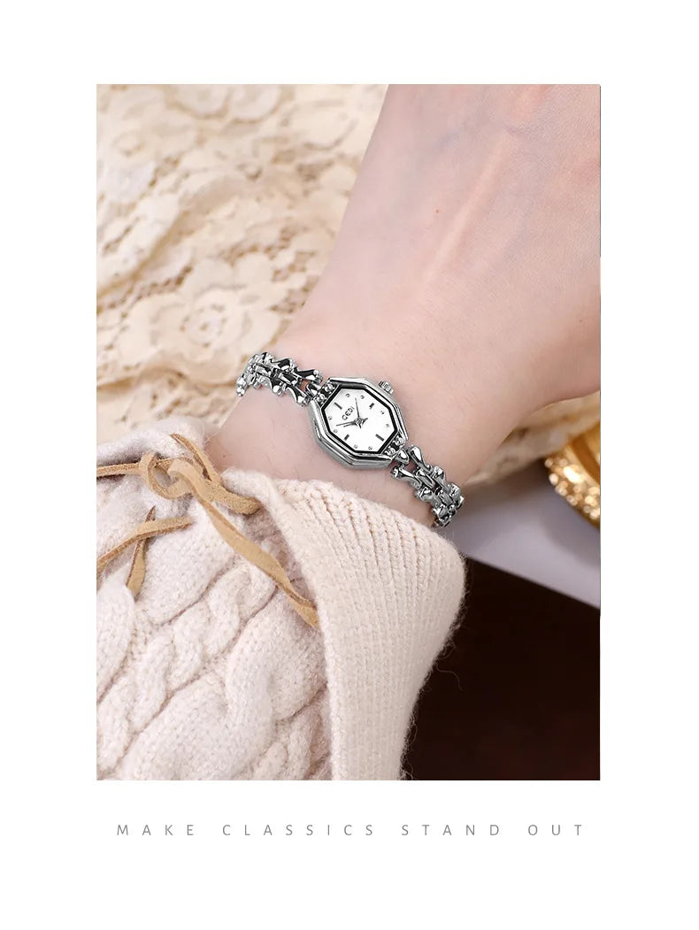 UTHAI CQ375 Fashionable Women watch retro bracelet watch octagonal quartz watch light luxury clock gift，watches for woman