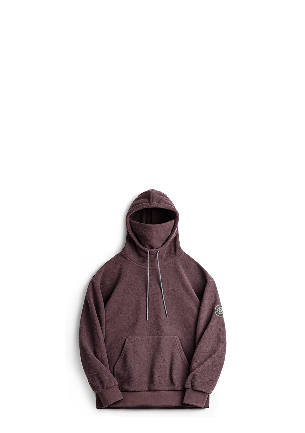 Maden Casual Polar Fleece Hooded Sweatshirt Solid Color Windproof Pullover with Face Mask Warm Tops for Men's Fall and Winter