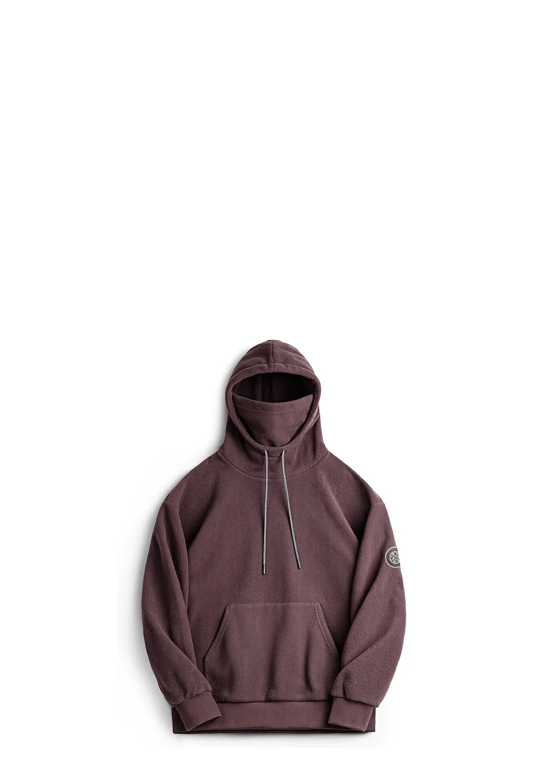 Maden Casual Polar Fleece Hooded Sweatshirt Solid Color Windproof Pullover with Face Mask Warm Tops for Men's Fall and Winter