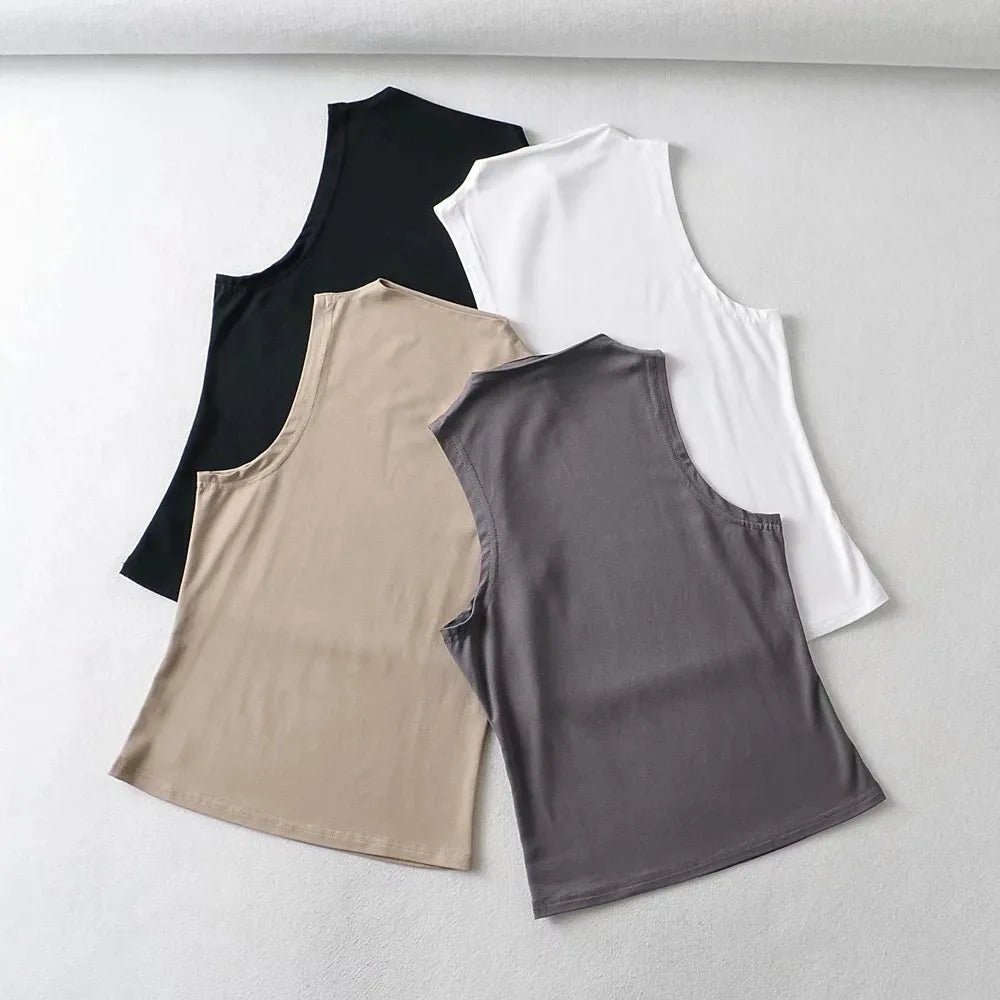 Summer NEW Arrival Women Solid Color Causal Sexy Croped-Top Sleeveless Tank Streetwear