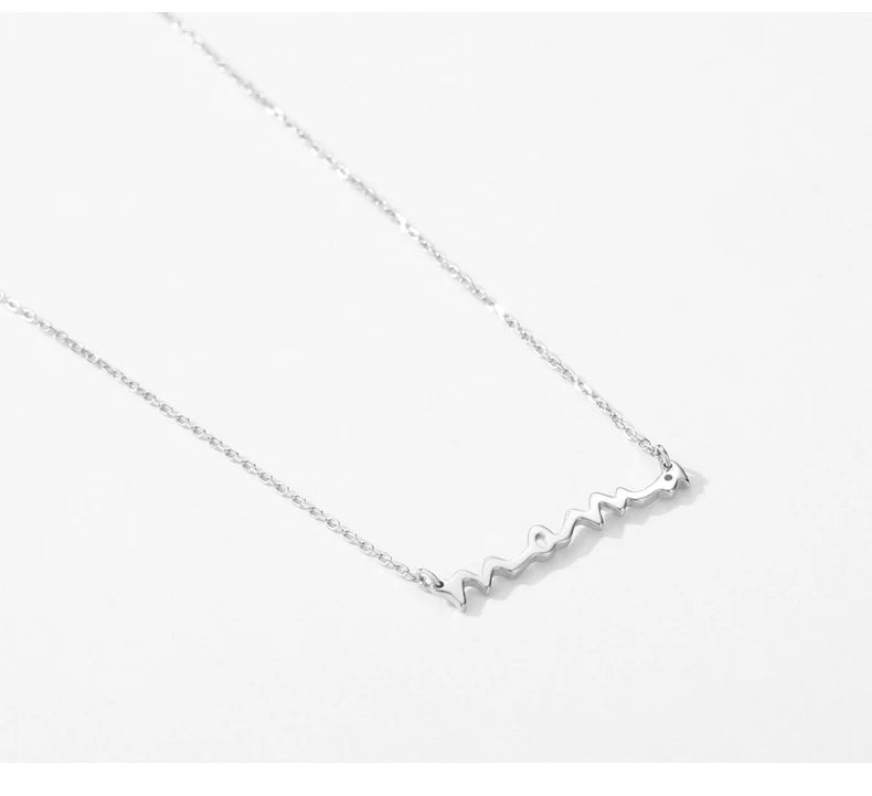 MODIAN Classic Design 925 Sterling Silver Letter Mama Pendant Necklace For Women Mom Mama Mother's Day birthday Christmas Gift