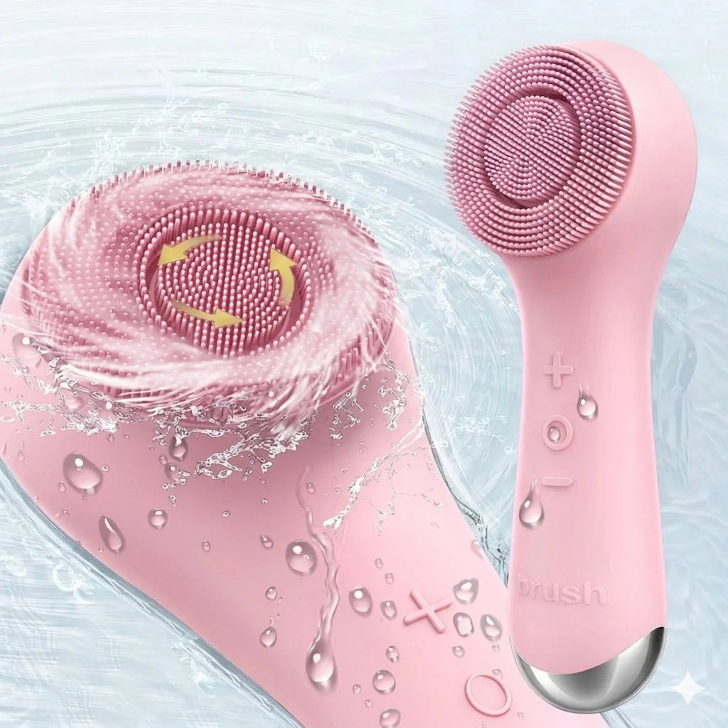 Facial silicone cleansing brush with dual rotation and vibration modes, facial vibration massage, USB charging facial brush