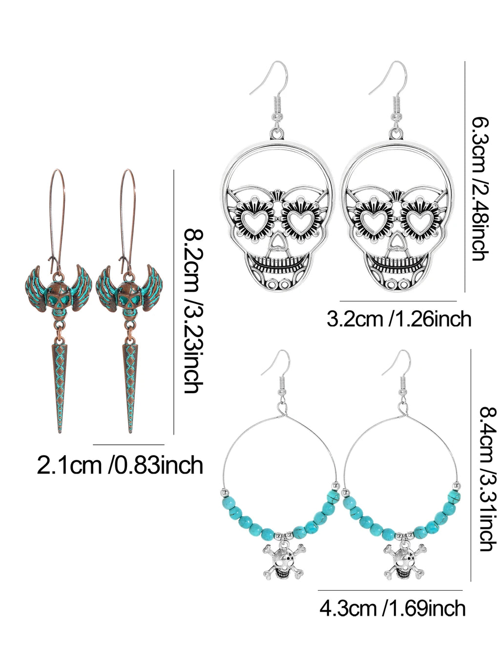 Halloween Dangle Earrings Set Creepy skull Face Mask Cobweb Imitation of Human Skeleton Creative Ear Jewelry Versatile Gifts