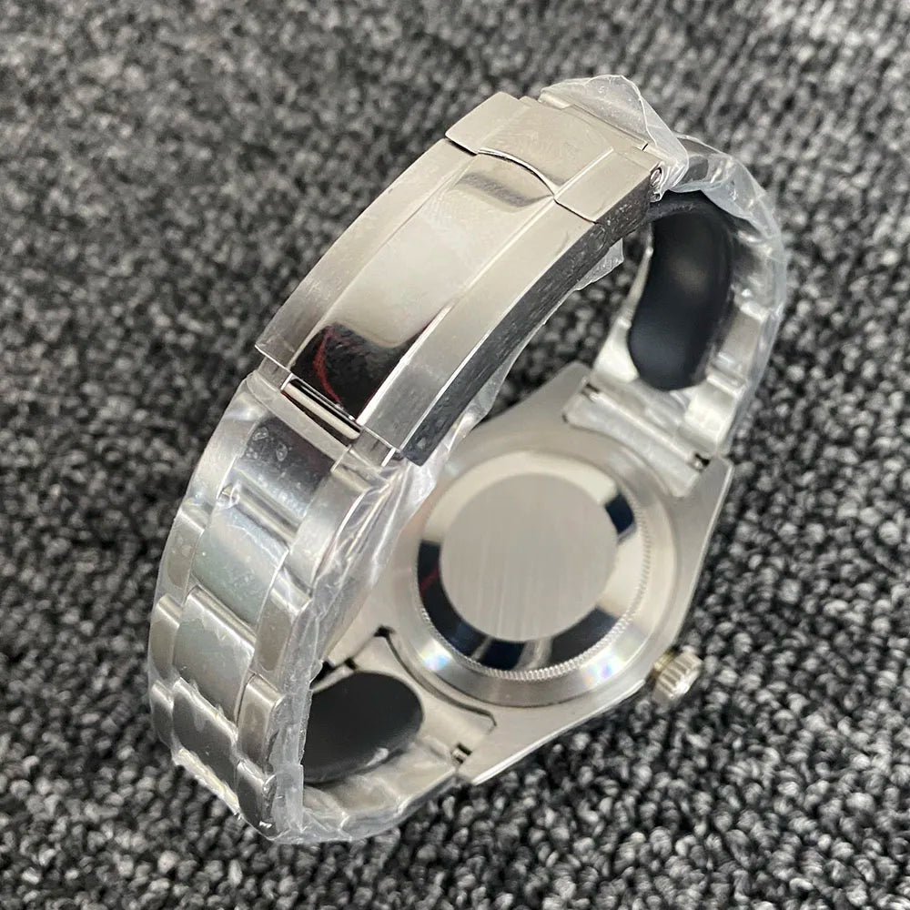 Luxury 41mm Men's Watch Black Dial Water-Resistant Date Function Chinese NH35 Movement Sports Stainless Steel Strap Steel Case