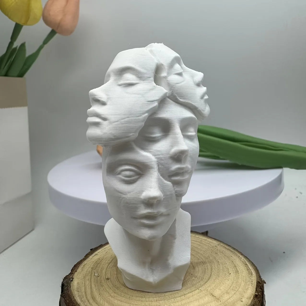 3D Print Elegant Multi-faceted Facial Decoration, Simple Abstract Design, Home Decoration Head Decoration