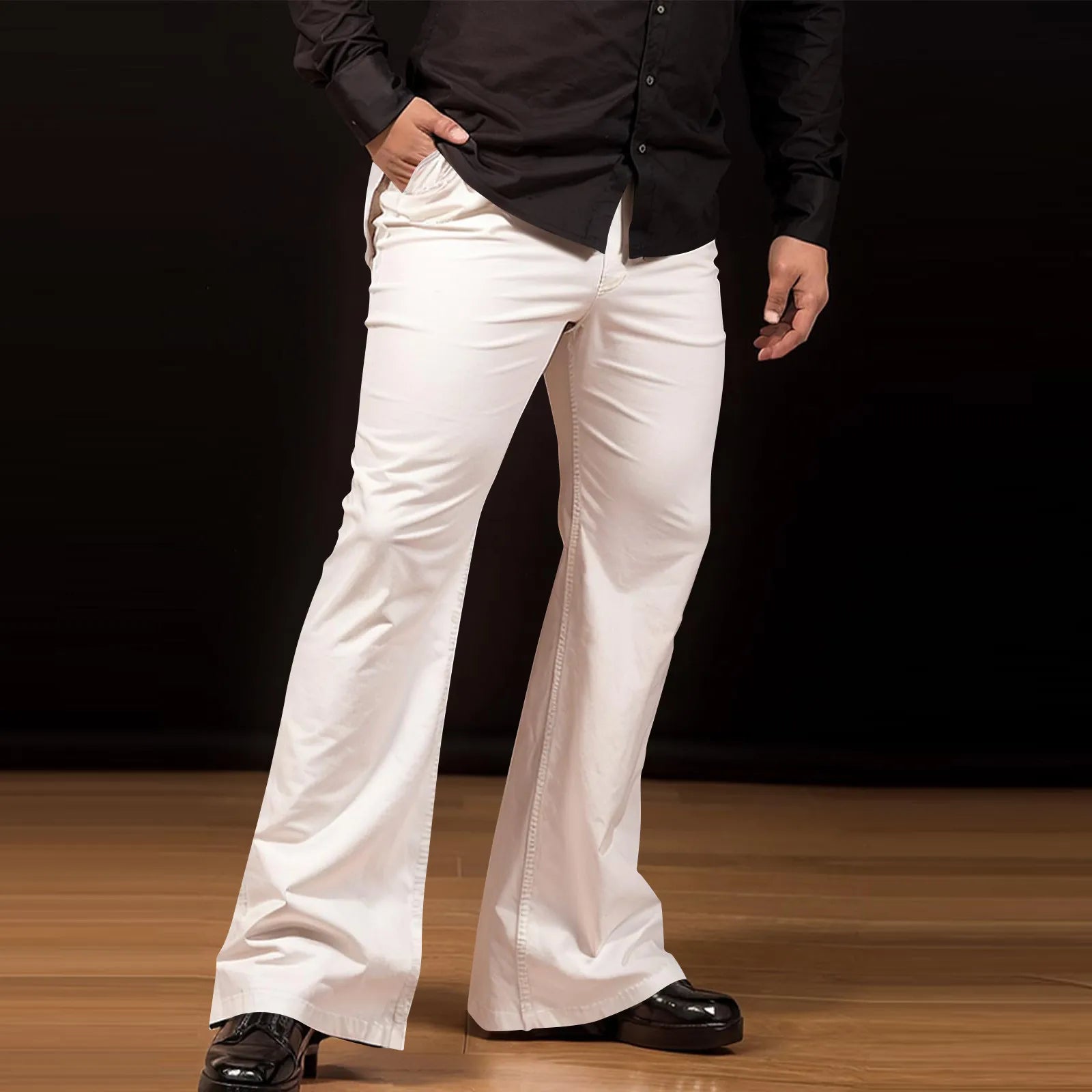 Men's fashion Retro Disco Flared Pants Loose Stretch Vintage Trousers Fit Flared Comfortable Retro Stretch Twill Men's Trousers