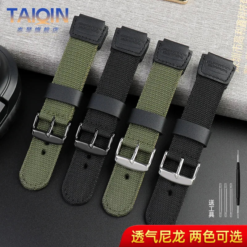 Nylon Watch Strap For Casio 3299 Series AE1200 AE-1200 1300 W-216H F91W A159 A169 A158 SGW-300/400 Canvas Sports Watchband 18mm