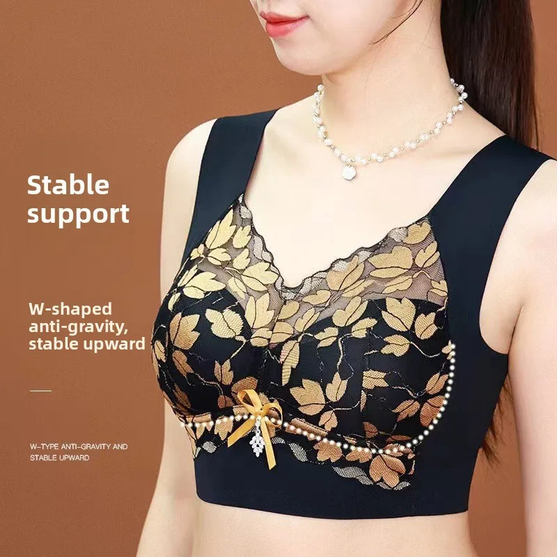 Ladies sexy lace gathered oversized bra comfortable without steel ring luxurious with beautiful back no trace breathable bra