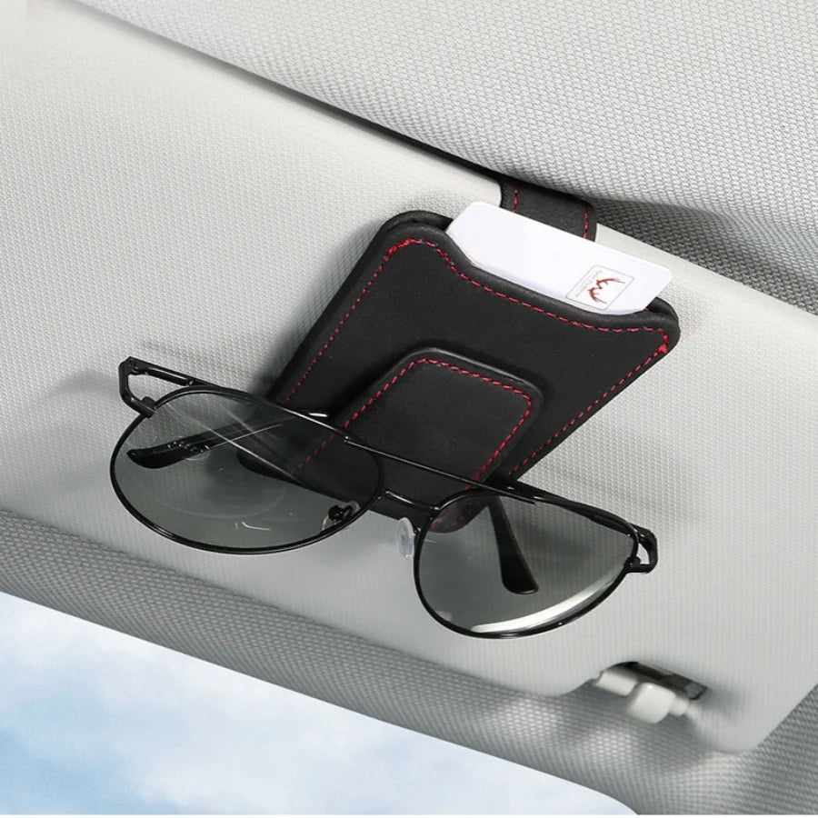 Sunglass Holder For Car Sun Visor, Suede Leather Glasses Eyeglass Hanger Clip Car Sunglasses Holder Ticket Card Clip Accessories