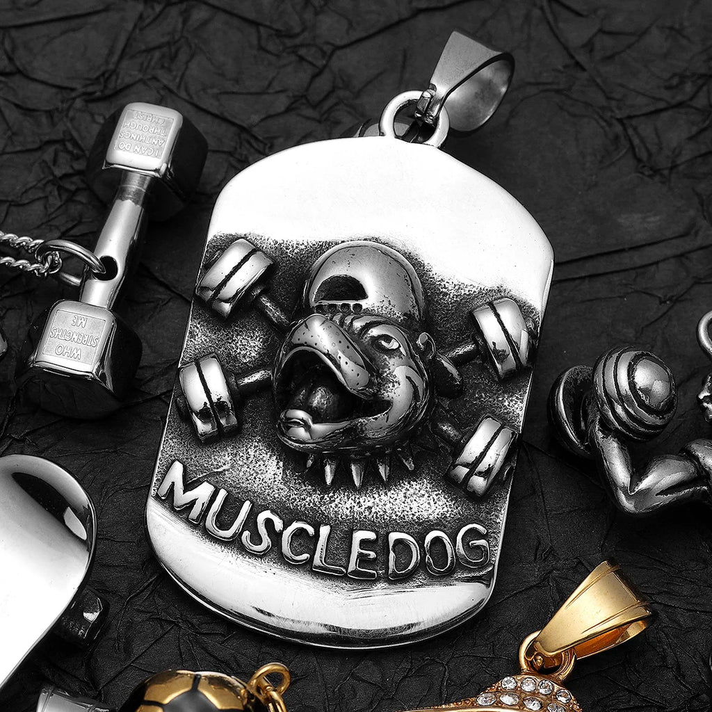 Messi Cristiano Ronaldo Mbappé Football Jersey Fitness Gym Muscle Dumbbell Men Necklaces Stainless Steel Pendant Chain Punk