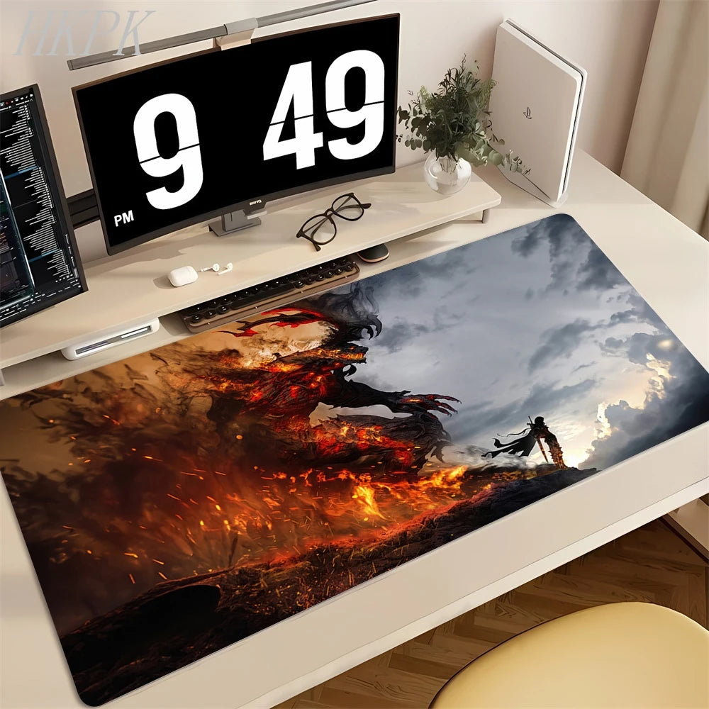 Playmat Final Fantasy Aerith Tifa Natural Rubber Deskmat Stitched Edges Mousepad Gaming Table Office Accessory Game Mouse Mats