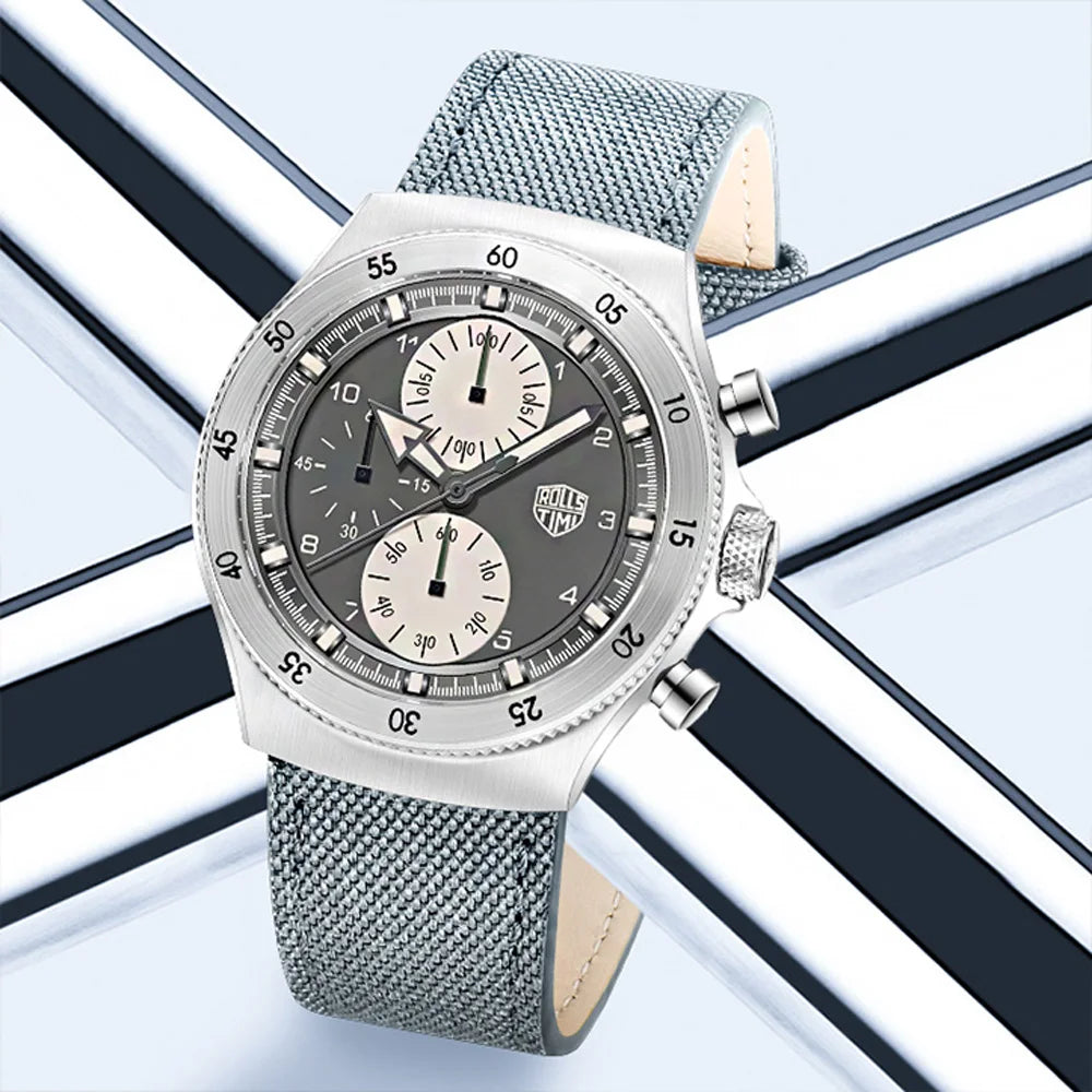 2026 RollsTimi new men's watch luxury men's quartz watch waterproof high-end men's sports chronograph VD55 stainless steel watch
