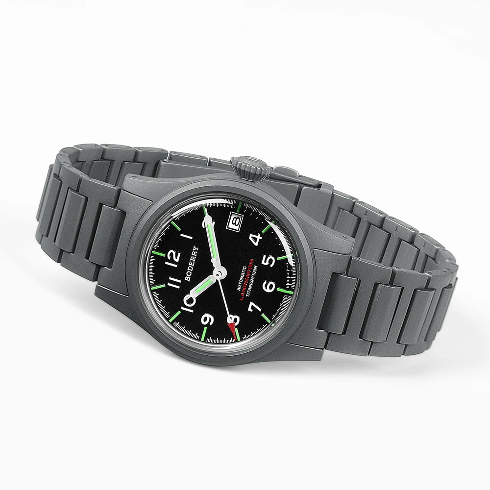 Boderry LANDMASTER Field Watches Titanium Automatic For Seiko Movement Sport 100M Waterproof Outdoor Dive Wristwatch Mens