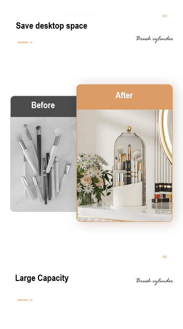 360° Rotating Make Up Organizer With Lid Luxury Cosmetic Brushes Holder Lipstick Eyebrow Pencil Holder Eye Shadow Storage Box