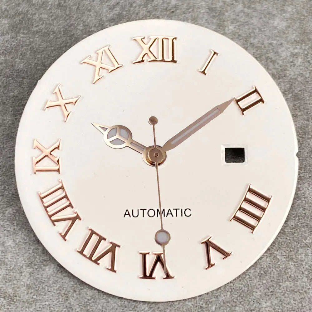 24.5mm Mother of Pearl Shell Dial Roman Diamond Sunburst Watch Dial Hand Fit NH05A NH05 Watch Movement Ladies Watchmaker Tools