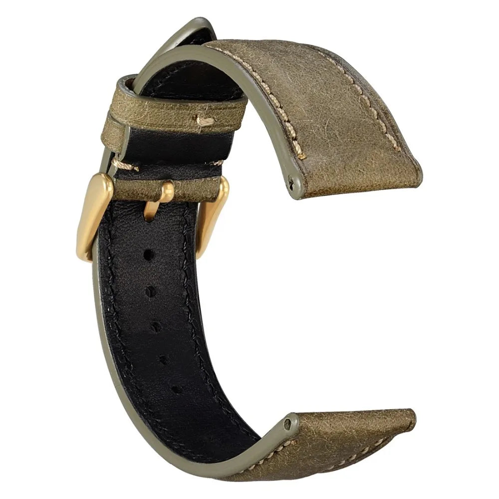 WOCCI 14mm 18mm 20mm 22mm Nubuck Italian Leather Watch Strap Bracelet Replacement Watchband for Women Men Black Green Blue Red