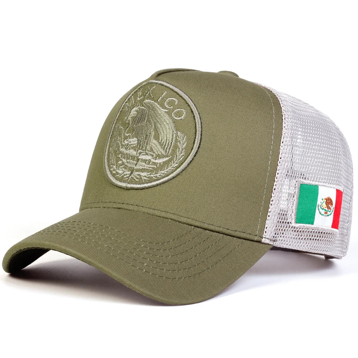 Unisex Mexican Flag Embroidery Baseball Net Caps Spring Summer Outdoor Adjustable Casual Hats Dad Hat Sunscreen Hat