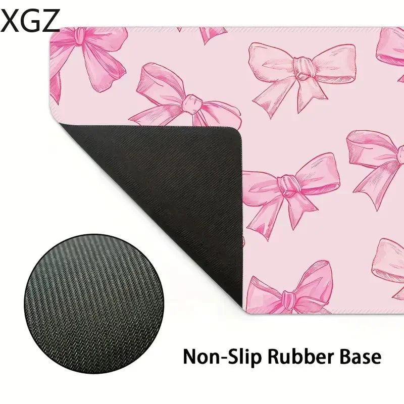 New Cute Pink Bow Mouse Pad Large Keyboard Desk Pads 900x400mm Playmat Non-slip Rubber Base Washable Rug for Office and Home Use