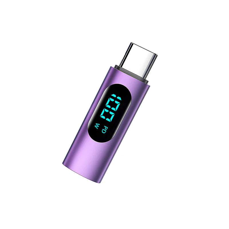 PD100W Fast Charging Type C OTG Adapter Digital Display Type-C Male to Type-C Female Connector For Cell Phones Laptop Macbook