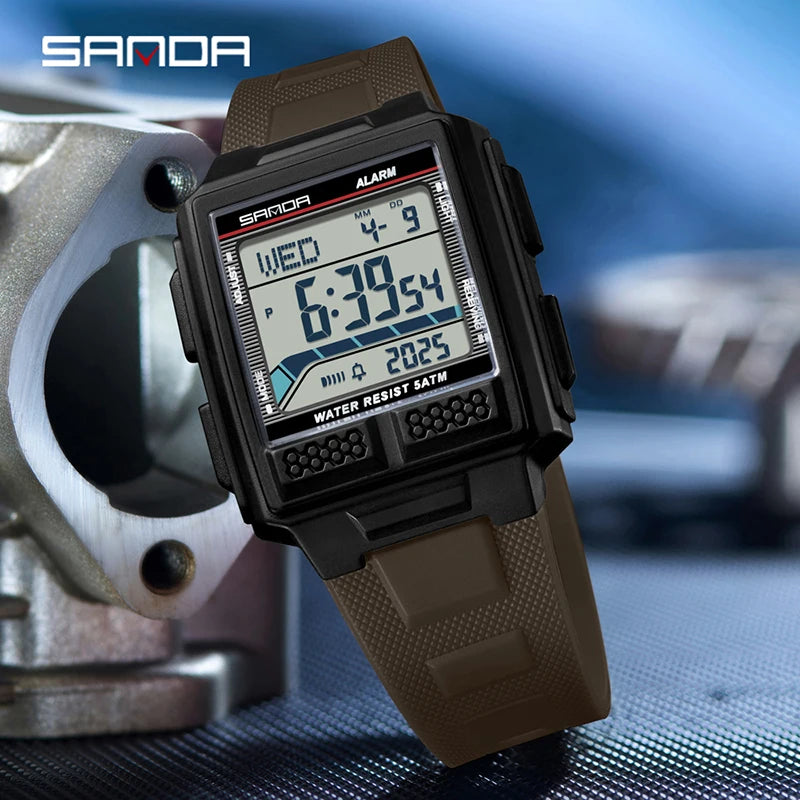 SANDA 2212 Fashion Electronic Watch Alarm Clock Luminous Calendar Water Resistant Shockproof Sports Digital Watches for Man