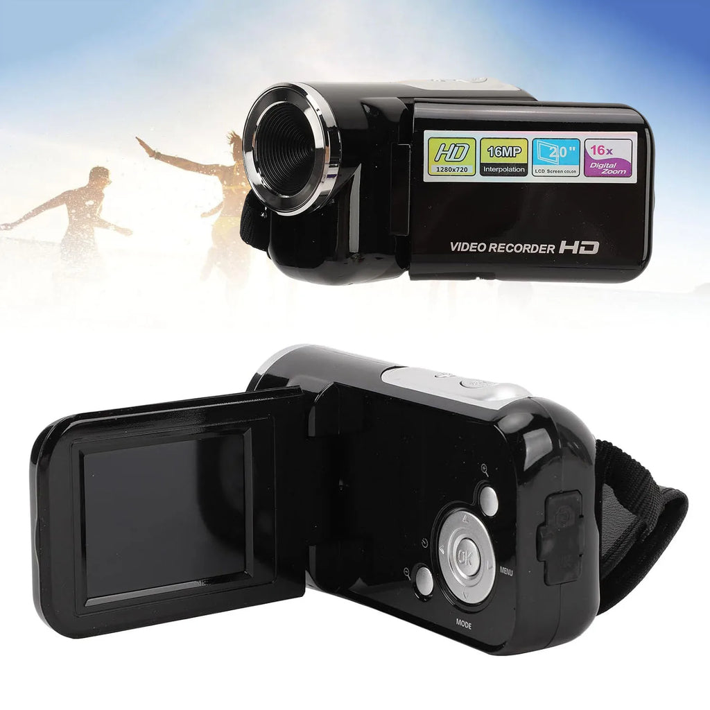 MiniDV Digital Video Handheld Camcorder is a high-definition camcorder with a sleek silver designdigital zoom