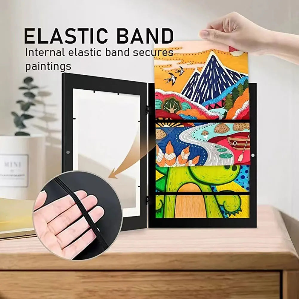 Kids Artwork Picture Frame 5.9x4.3 Inner Frame Wooden Frames Wall Display Artwork Frame for Kids Drawings Artworks Art Projects