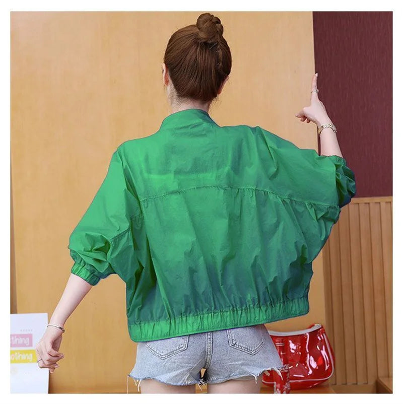 Women Sunscreen Clothing 2026 Summer Thin Short Jacket Korean Fashion Solid Versatile UV Resistant Jacket Female Tops Outerwear