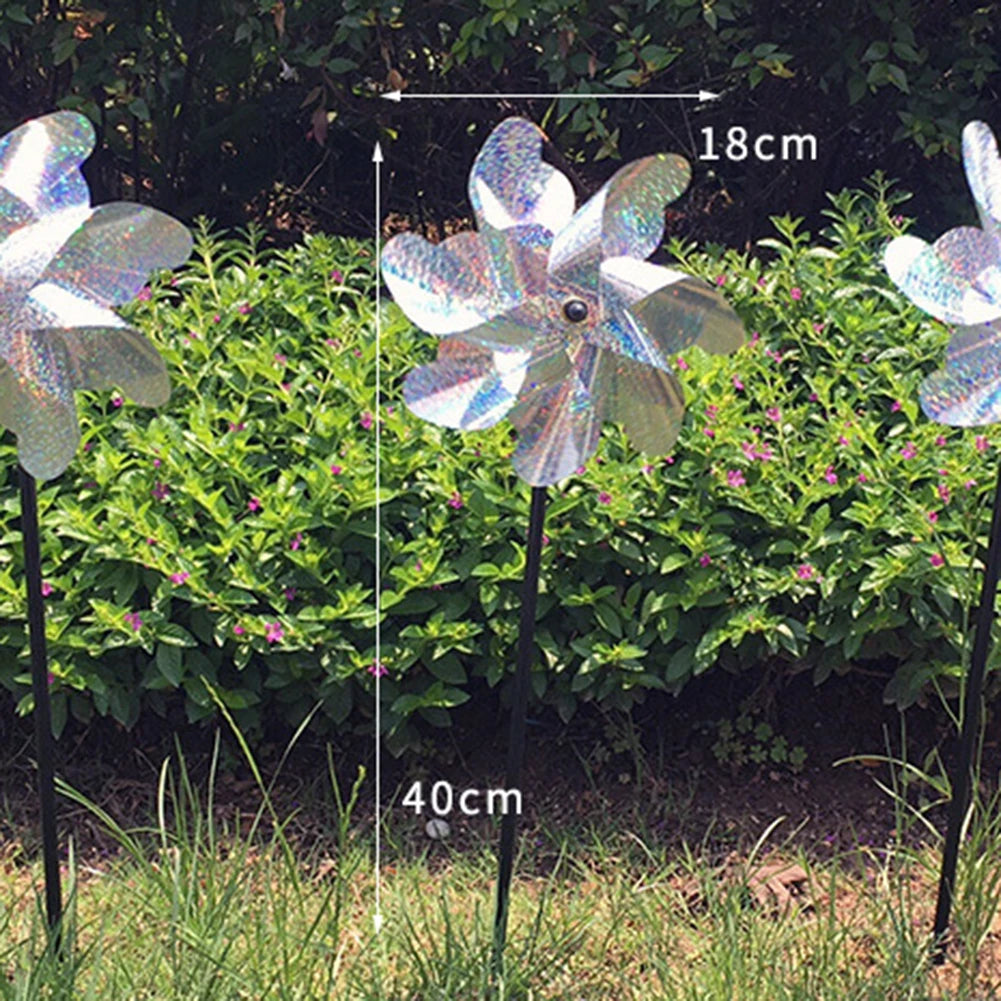1-5pcs Bird Repeller Pinwheels Reflective Sparkly Scarecrow Pinwheel Windmill Spinner for Garden Lawn Yard Decor Keep Birds Away
