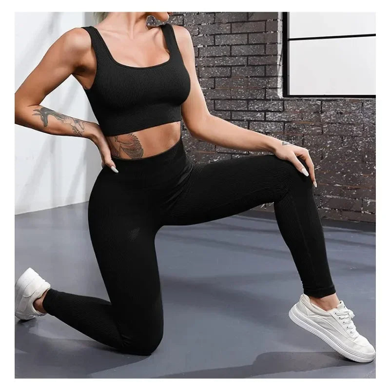 Women Thread Solid Leggings Seamless Knit Yoga Leggings Gym Workout Running Stretchy High Waist Hip Liftting Skinny Gym Tights