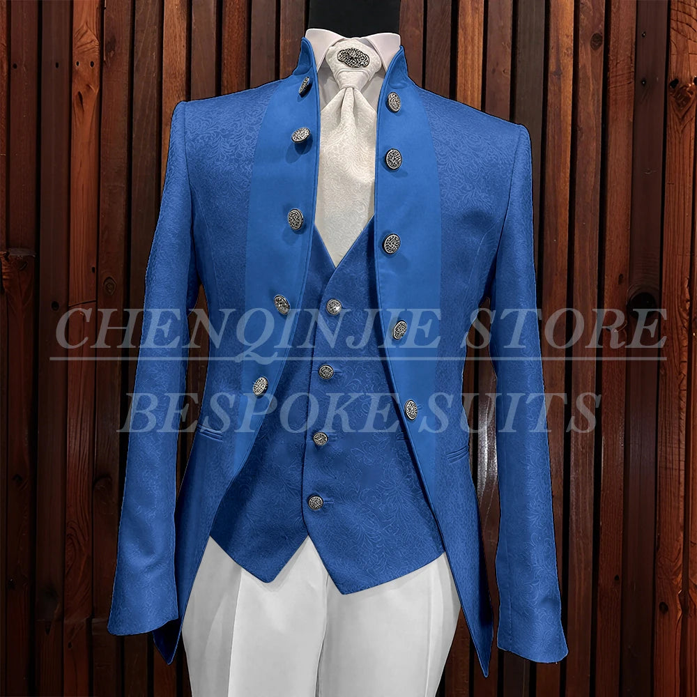 Formal Jacquard Men's Suits Elegant Wedding 3 Piece Jacket Pants Vest Blazer High Quality Full Sets Costume Homme Blazer 2025