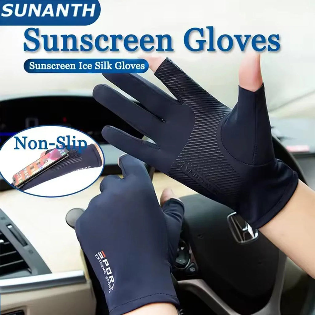 Ice Silk High Elasticity Sunscreen Breathable Half Finger Gloves for Unisex Comfortable Gloves for Outdoor Sports Cycling Summer