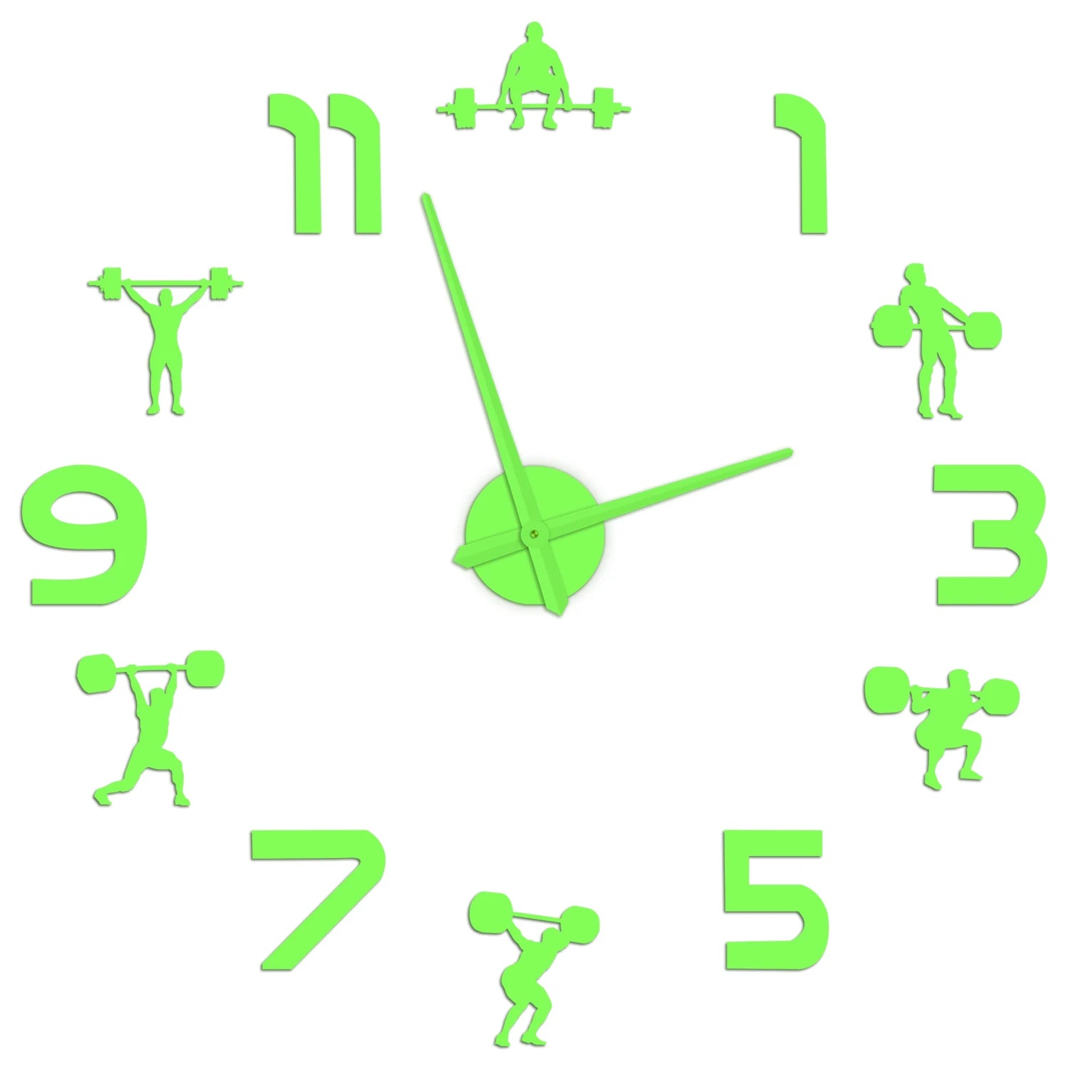 Weightlifting Fitness Room Wall Decor DIY Giant Wall Clock Mirror Effect Powerlifting Frameless Large Wall Clock GYM Wall Watch
