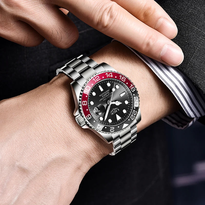LIGE Top Brand Fashion Mens Watch Business Luxury Quartz Wristwatches Luminous Waterproof Steel Sports Watches Mens Gifts Reloj