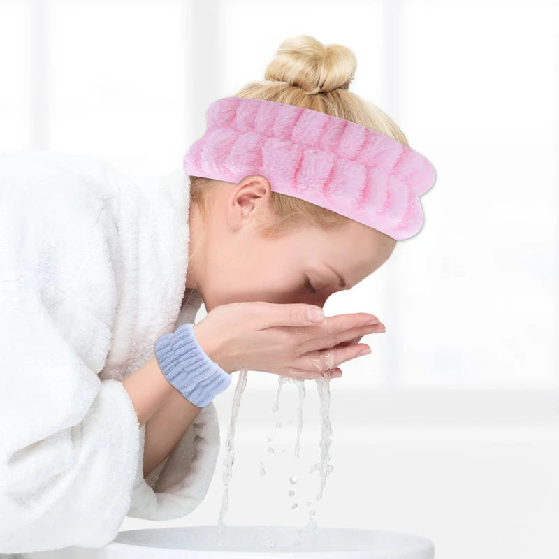 Face Wash Wristband Fleece Skincare  Band Wrist Cuffs for Makeup Shower Girls Headbands Wrist Washband Oversleeves